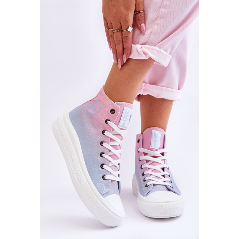 Sneakers Alte Con Plateau Big Star LL274A191 Rosa-Blu 2