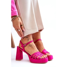 FB2 Sandali con plateau in camoscio da donna Fucsia Verda rosa 8