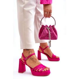 FB2 Sandali con plateau in camoscio da donna Fucsia Verda rosa 7
