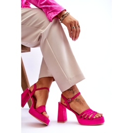 FB2 Sandali con plateau in camoscio da donna Fucsia Verda rosa 5