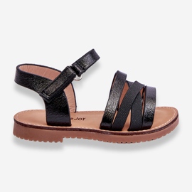 Sandali da bambino con strisce nere Isla nero 1