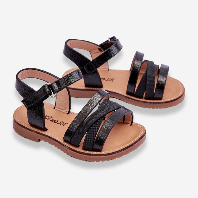 Sandali da bambino con strisce nere Isla nero 2