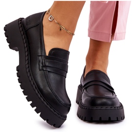 Mocassini da donna Big Star Leather Shoes LL274458 Nero 4