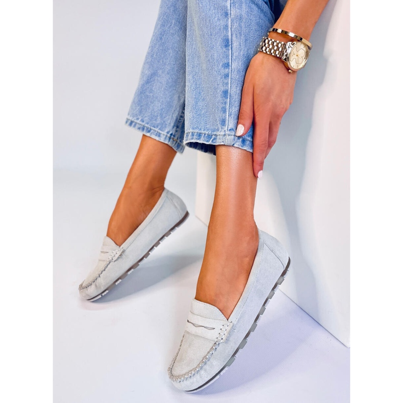 Anaya Mocassino in camoscio grigio da donna 2