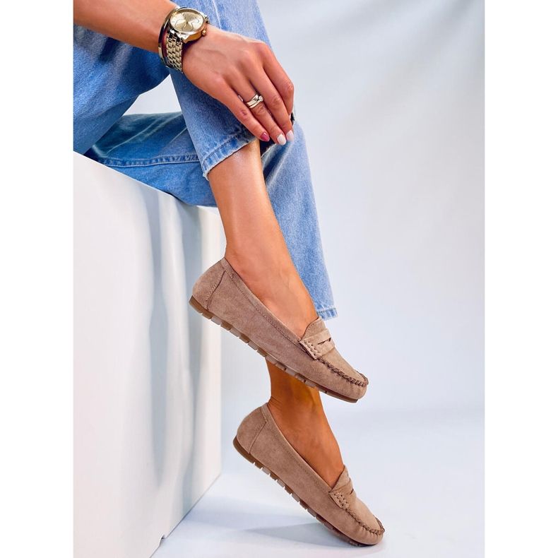 Mocassini da donna Anaya Khaki in camoscio beige 2