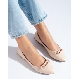 W. Potocki Ballerine da donna beige con catena Potocki a punta 1