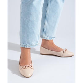 W. Potocki Ballerine da donna beige con catena Potocki a punta 2
