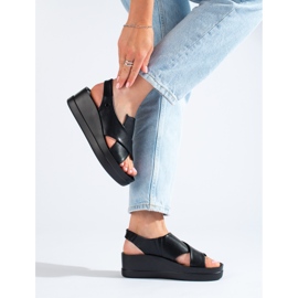 Sandalo con zeppa nero Shelovet da donna 2