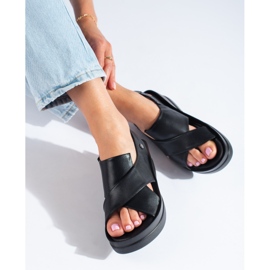 Sandalo con zeppa nero Shelovet da donna 1