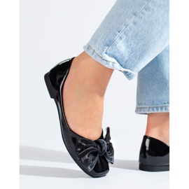 Ballerine Shelovet laccate nere con fiocco nero 1