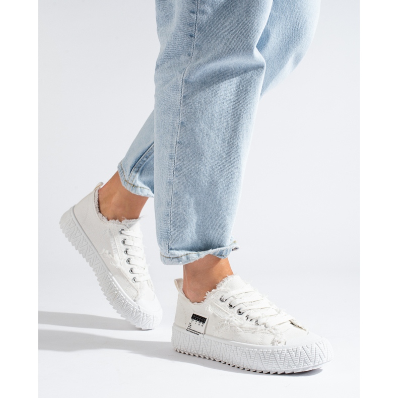 Sneakers Shelovet bianche con plateau bianca 1