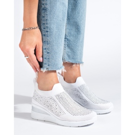 Shelovet Sneaker con zeppa in tessuto bianco 1