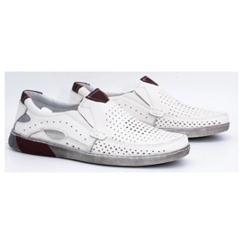 Olivier Mocassini da uomo in pelle traforata 937MP, colore bianco 2