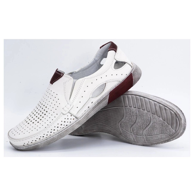 Olivier Mocassini da uomo in pelle traforata 937MP, colore bianco 3