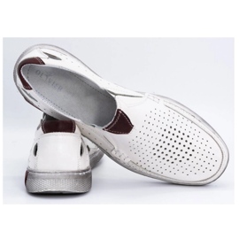 Olivier Mocassini da uomo in pelle traforata 937MP, colore bianco bianca 4