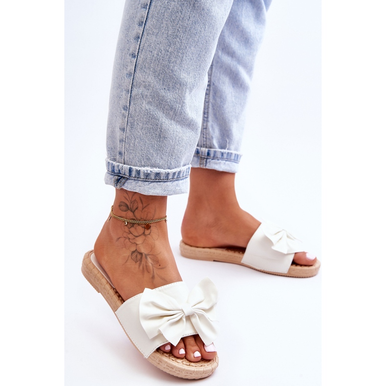 FK1 Pantofole da donna alla moda con fiocco bianco Estera bianca 2