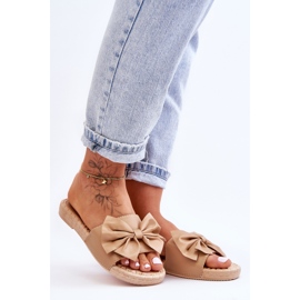 FK1 Pantofole da donna alla moda con fiocco Estera beige 1