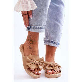 FK1 Pantofole da donna alla moda con fiocco Estera beige 2