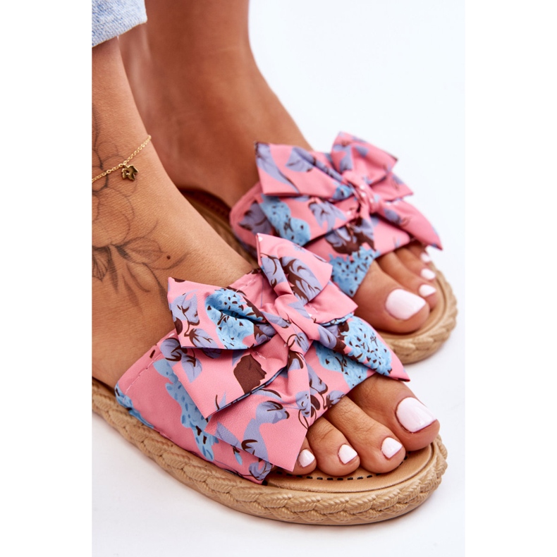 FK1 Scivoli da donna con fiocco in tessuto Fiore rosa 2