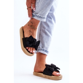 FK1 Ciabatte Da Donna In Camoscio Con Fiocco Nero Fency 1