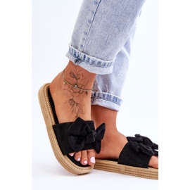 FK1 Ciabatte Da Donna In Camoscio Con Fiocco Nero Fency 2