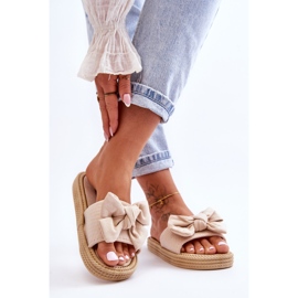 FK1 Ciabatte Da Donna In Camoscio Con Fiocco Beige Fency 1