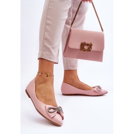 WS1 Eleganti Ballerine Con Fiocco E Una Volta Di Strass Rosa 2