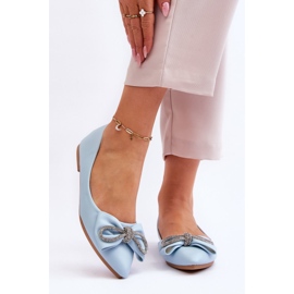 WS1 Eleganti Ballerine Con Fiocco E Strass Blue One Time 1