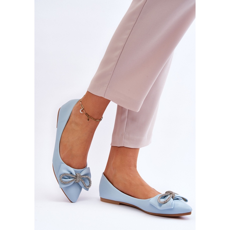 WS1 Eleganti Ballerine Con Fiocco E Strass Blue One Time 2