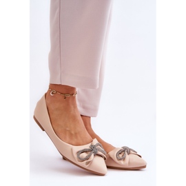 WS1 Eleganti Ballerine Con Fiocco E Gioielli Beige Una Volta 2