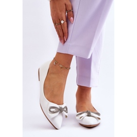 WS1 Eleganti Ballerine Con Fiocco E Strass Bianchi Una Volta bianca 1