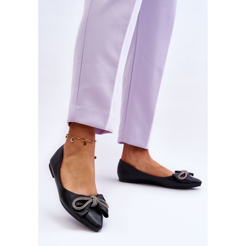 WS1 Eleganti Ballerine Con Fiocco E Gioielli Black One Time nero 1