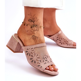 S.Barski Tacchi da donna con mesh e zirconi S. Barski KV-612-1 beige 1