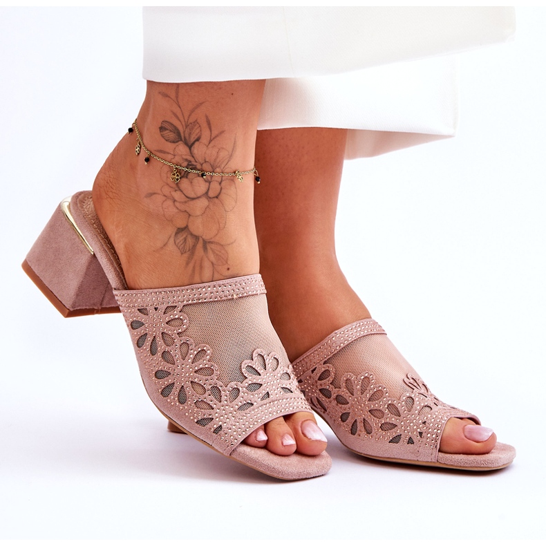 S.Barski Tacchi da donna con mesh e zirconi S. Barski KV-612-1 beige 6