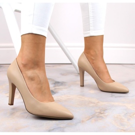 Decoltè tacco alto da donna beige caffè Sergio Leone 1446 2