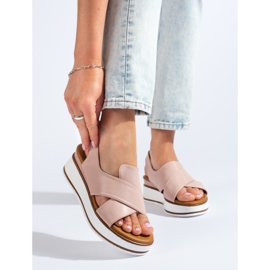 Comodi sandali Vinceza con zeppa bassa da donna beige 1