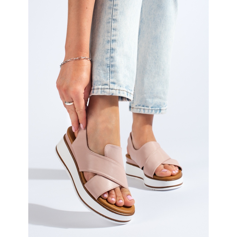Comodi sandali Vinceza con zeppa bassa da donna beige 1
