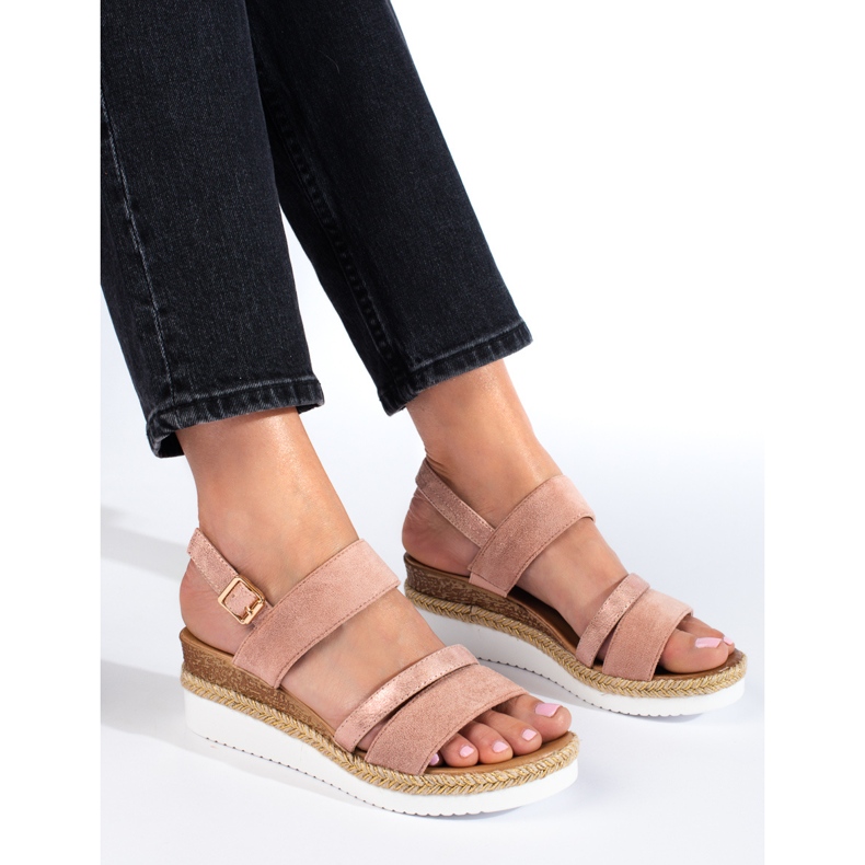 Sandali con zeppa Shelovet rosa da donna 1