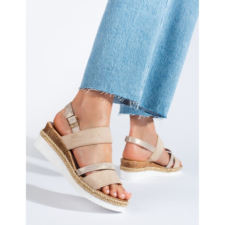 Sandalo con zeppa Shelovet beige da donna 1
