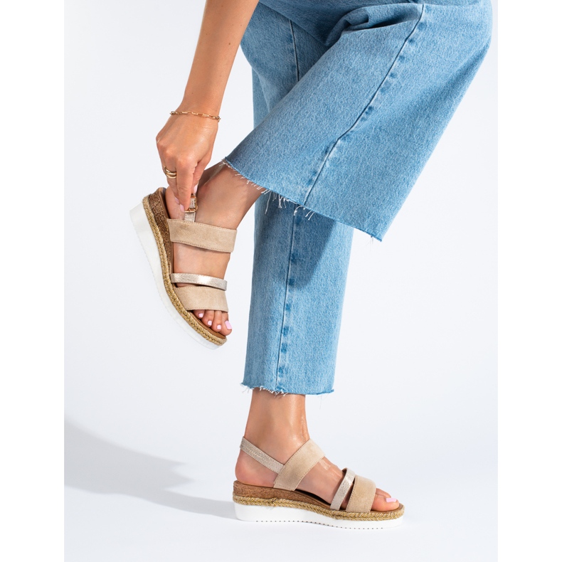 Sandalo con zeppa Shelovet beige da donna 2