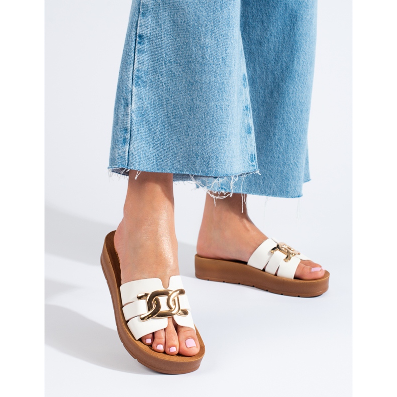 Pantofole da donna bianche con plateau Shelovet bianco 1