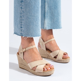 Sandalo espadrillas con zeppa da donna beige Shelovet 1