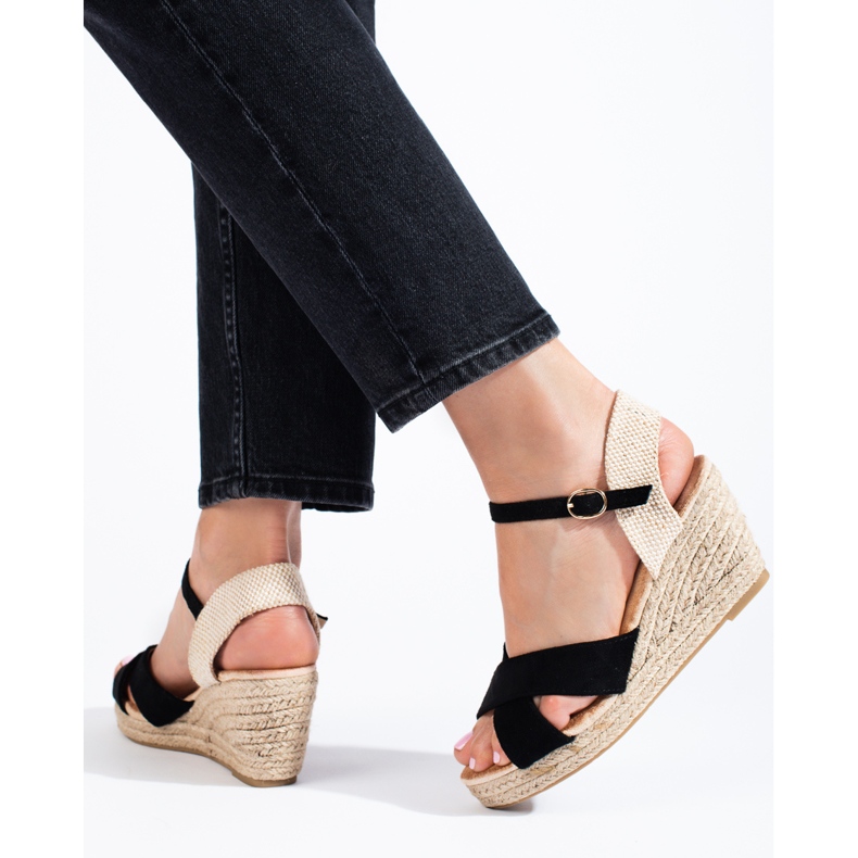 Sandali espadrillas con zeppa Shelovet neri da donna nero 1