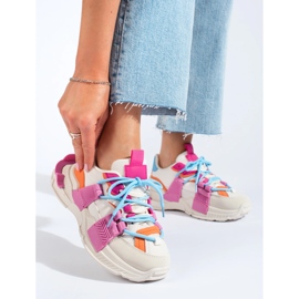 Sneakers multicolori da donna su suola spessa Shelovet bianco 1