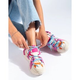 Sneakers multicolori da donna su suola spessa Shelovet bianco 2