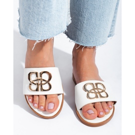 Pantofole da donna bianche con decoro oro Shelovet bianca 2