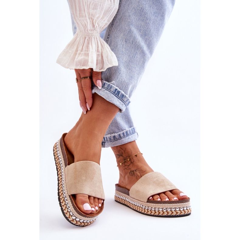 WR1 Pantofole da donna in camoscio liscio Beige Hayen 1