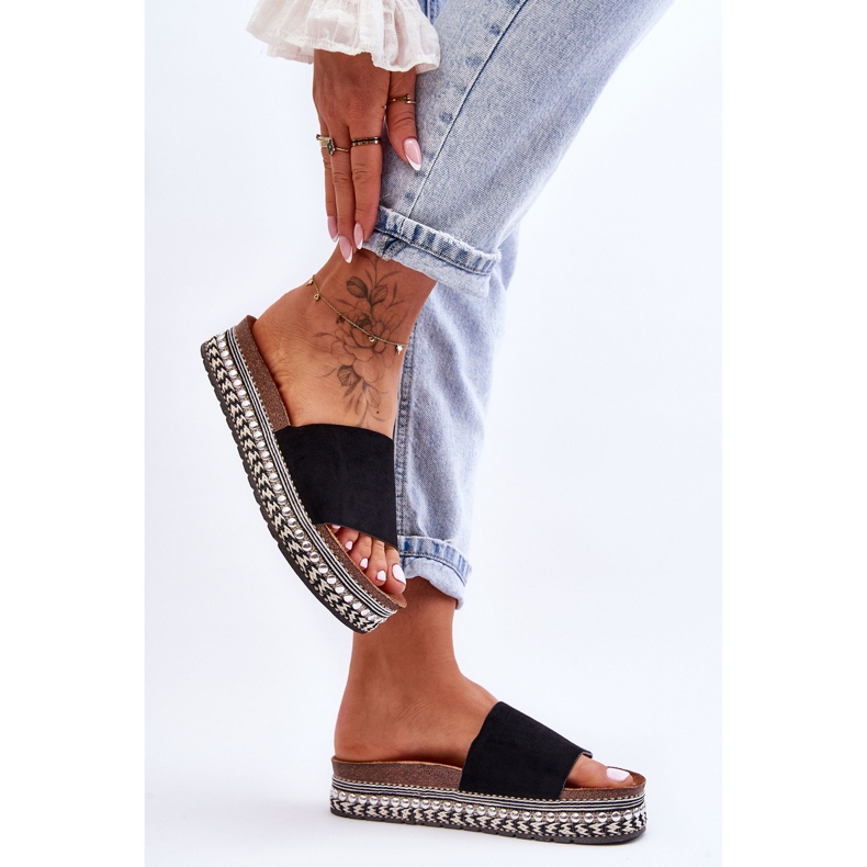 WR1 Pantofole da donna in camoscio liscio nero Hayen 1