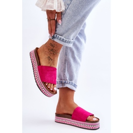 WR1 Pantofole da donna in camoscio liscio fucsia Hayen rosa 2